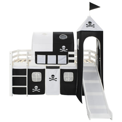 Letto a Castello per Bambini Scivolo e Scala in Pino 97x208cm - homemem39