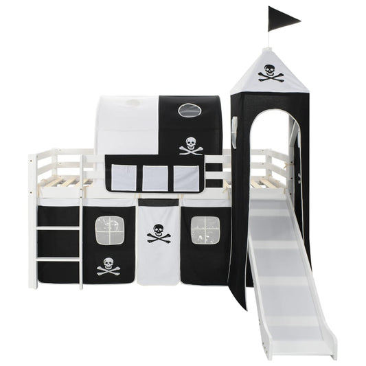 Letto a Castello per Bambini Scivolo e Scala in Pino 97x208cm - homemem39