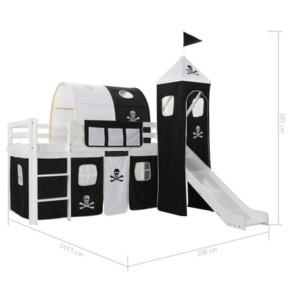 Letto a Castello per Bambini Scivolo e Scala in Pino 97x208cm - homemem39