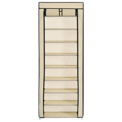Scarpiera con Rivestimento in Tessuto Crema 57x29x162 cm - homemem39