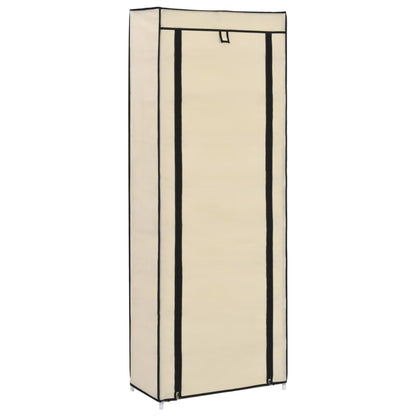 Scarpiera con Rivestimento in Tessuto Crema 57x29x162 cm - homemem39