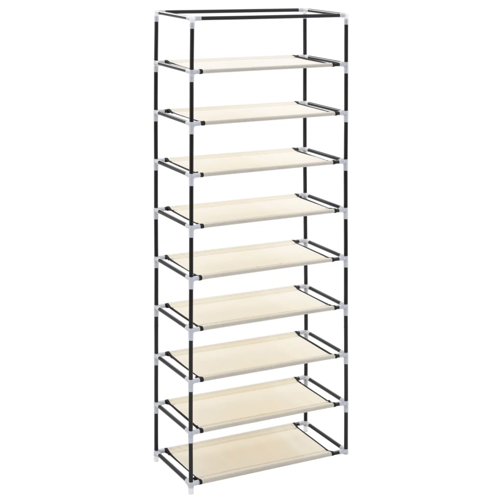 Scarpiera con Rivestimento in Tessuto Crema 57x29x162 cm - homemem39