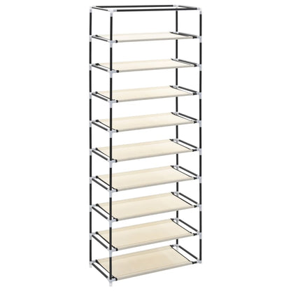 Scarpiera con Rivestimento in Tessuto Crema 57x29x162 cm - homemem39
