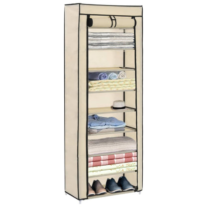 Scarpiera con Rivestimento in Tessuto Crema 57x29x162 cm - homemem39