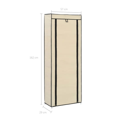 Scarpiera con Rivestimento in Tessuto Crema 57x29x162 cm - homemem39