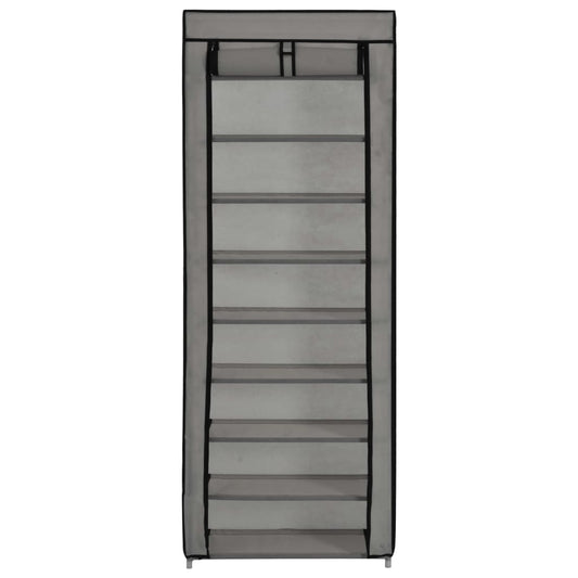 Scarpiera con Rivestimento in Tessuto Grigio 57x29x162 cm - homemem39
