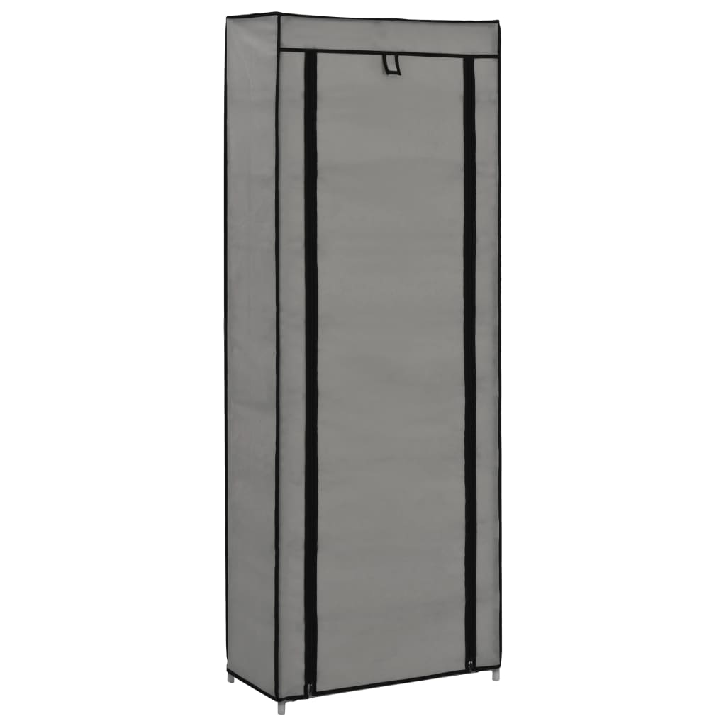 Scarpiera con Rivestimento in Tessuto Grigio 57x29x162 cm - homemem39