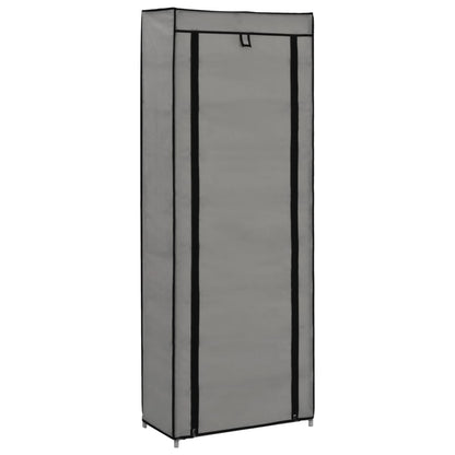Scarpiera con Rivestimento in Tessuto Grigio 57x29x162 cm - homemem39