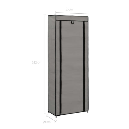 Scarpiera con Rivestimento in Tessuto Grigio 57x29x162 cm - homemem39