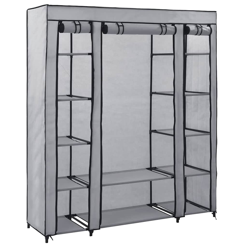Armadio con Scomparti e Aste Grigio 150x45x176 cm in Tessuto | homemem39