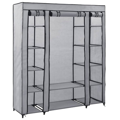 Armadio con Scomparti e Aste Grigio 150x45x176 cm in Tessuto | homemem39