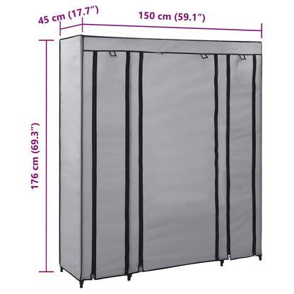 Armadio con Scomparti e Aste Grigio 150x45x176 cm in Tessuto | homemem39