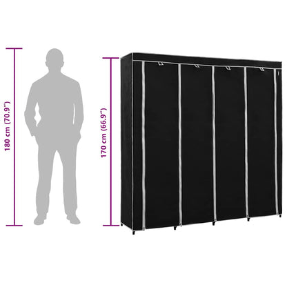 Guardaroba con 4 Scomparti Nero 175x45x170 cm