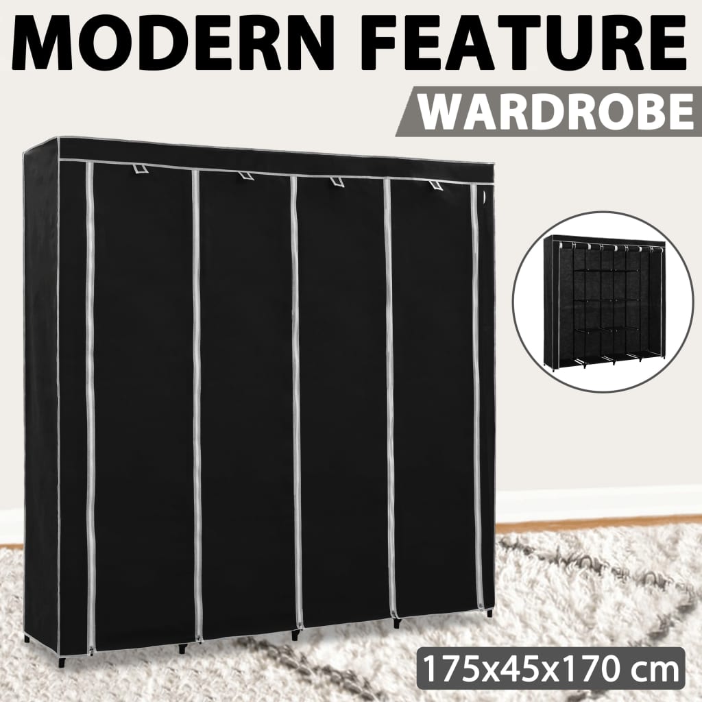 Guardaroba con 4 Scomparti Nero 175x45x170 cm - homemem39
