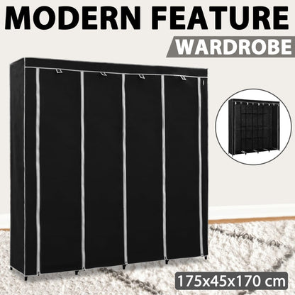 Guardaroba con 4 Scomparti Nero 175x45x170 cm - homemem39