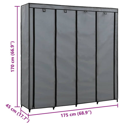 Guardaroba con 4 Scomparti Grigio 175x45x170 cm