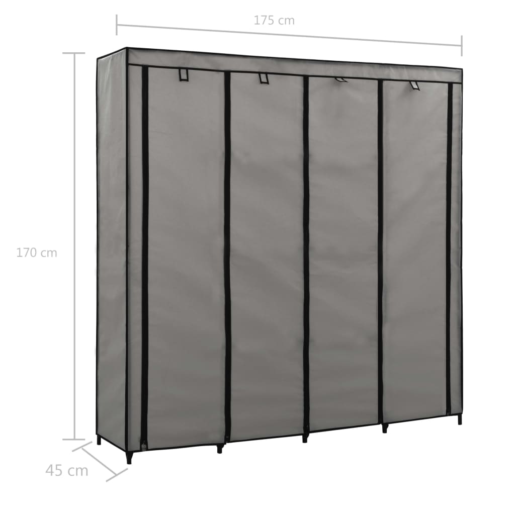 Guardaroba con 4 Scomparti Grigio 175x45x170 cm - homemem39
