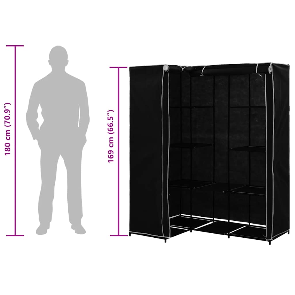 Armadio Angolare Nero 130x87x169 cm | homemem39