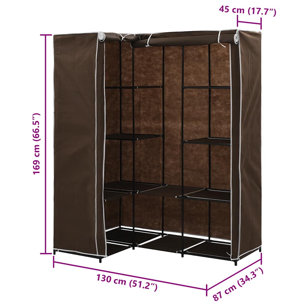 Armadio Angolare Marrone 130x87x169 cm | homemem39