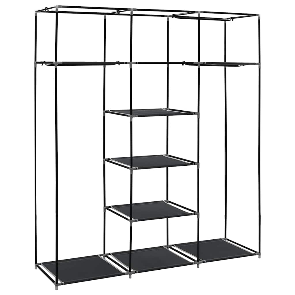 Armadio con Scomparti e Aste Nero 150x45x175 cm in Tessuto | homemem39