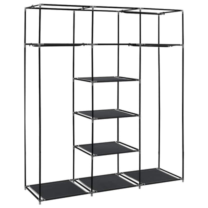 Armadio con Scomparti e Aste Nero 150x45x175 cm in Tessuto | homemem39