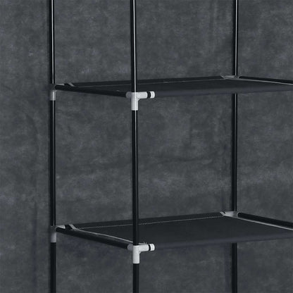Armadio con Scomparti e Aste Nero 150x45x175 cm in Tessuto | homemem39