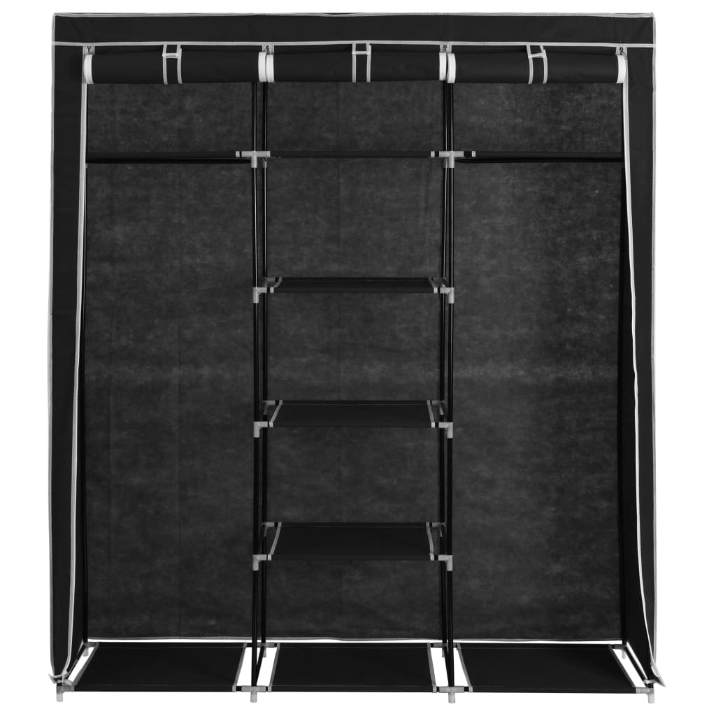 Armadio con Scomparti e Aste Nero 150x45x175 cm in Tessuto - homemem39