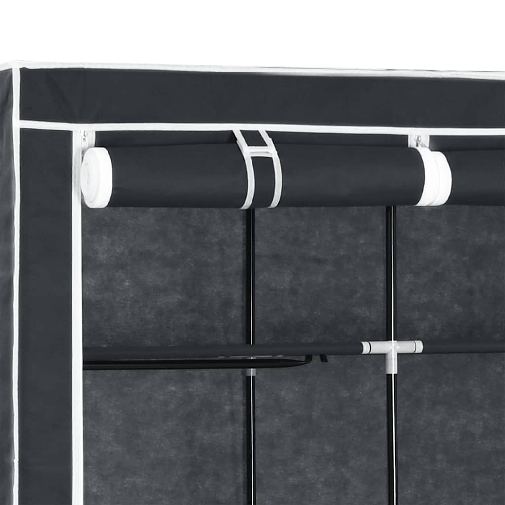 Armadio con Scomparti e Aste Nero 150x45x175 cm in Tessuto | homemem39