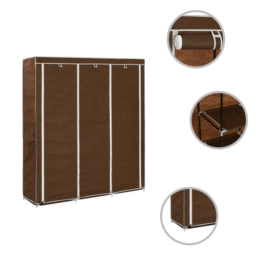 Armadio con Scomparti e Aste Marrone 150x45x175 cm in Tessuto - homemem39