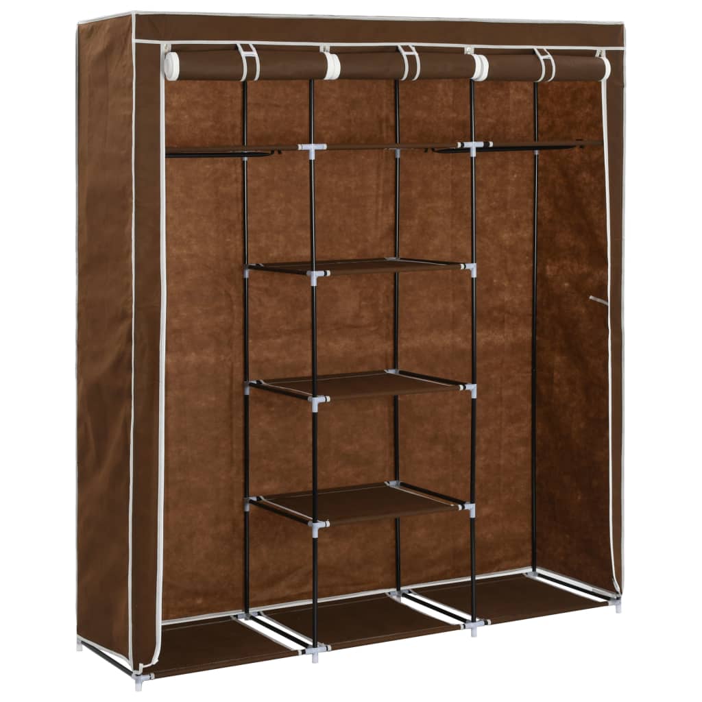Armadio con Scomparti e Aste Marrone 150x45x175 cm in Tessuto - homemem39
