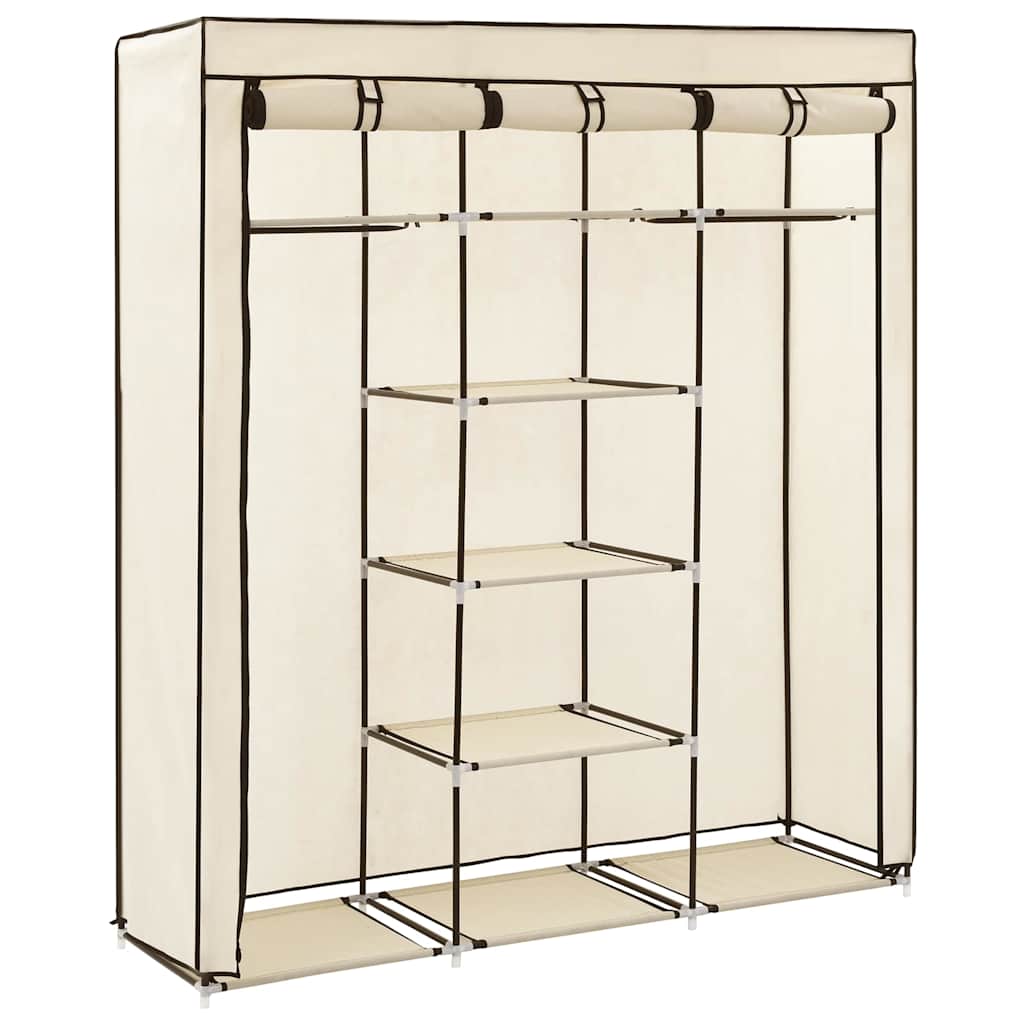 Armadio con Scomparti e Aste Crema 150x45x175 cm in Tessuto | homemem39