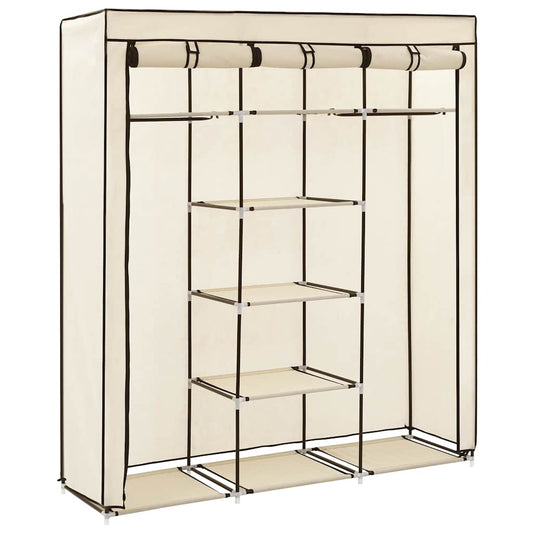 Armadio con Scomparti e Aste Crema 150x45x175 cm in Tessuto | homemem39