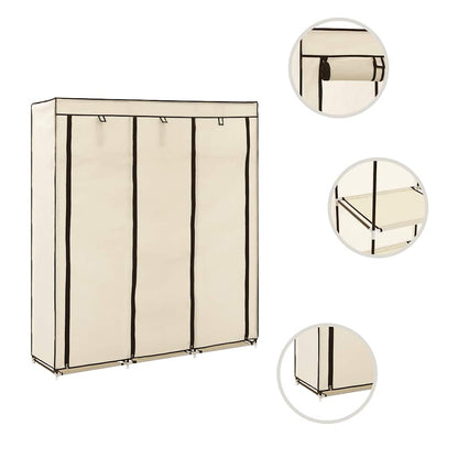 Armadio con Scomparti e Aste Crema 150x45x175 cm in Tessuto | homemem39