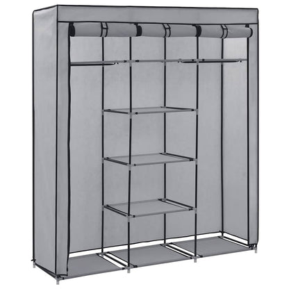 Armadio con Scomparti e Aste Grigio 150x45x175 cm in Tessuto | homemem39