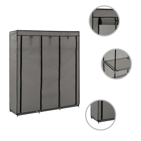 Armadio con Scomparti e Aste Grigio 150x45x175 cm in Tessuto - homemem39