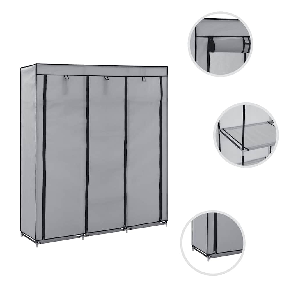 Armadio con Scomparti e Aste Grigio 150x45x175 cm in Tessuto | homemem39
