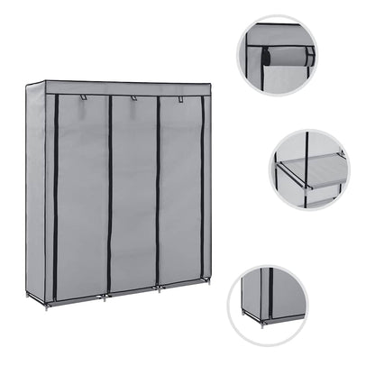 Armadio con Scomparti e Aste Grigio 150x45x175 cm in Tessuto | homemem39