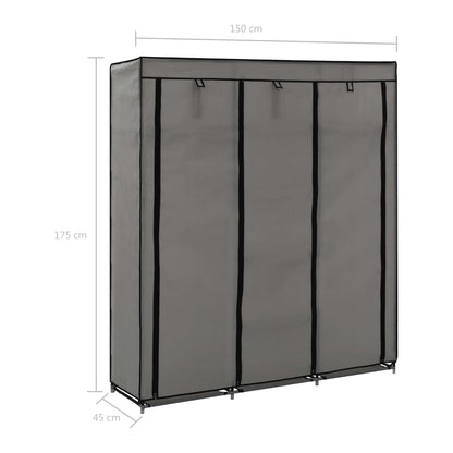 Armadio con Scomparti e Aste Grigio 150x45x175 cm in Tessuto - homemem39