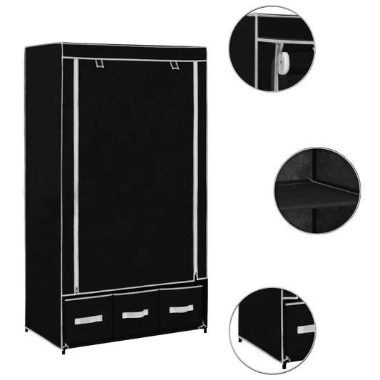 Armadio Nero 87x49x159 cm in Tessuto - homemem39