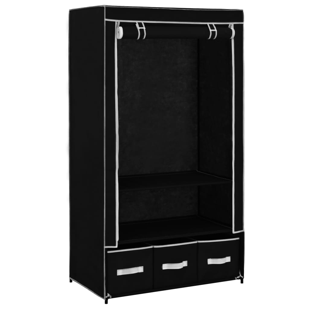 Armadio Nero 87x49x159 cm in Tessuto - homemem39