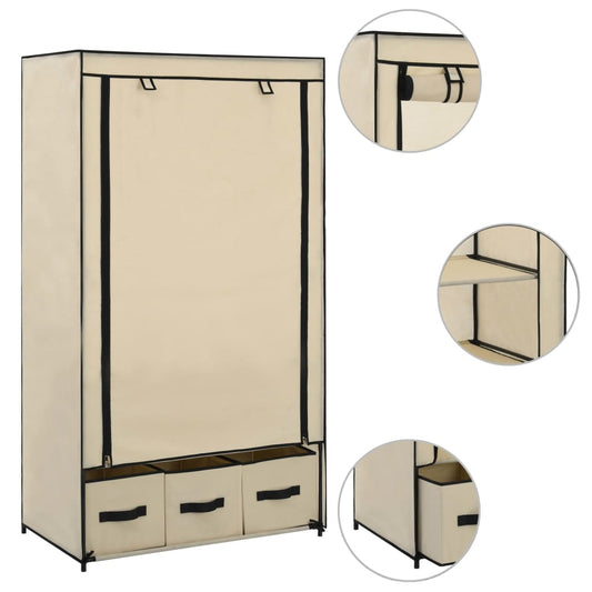 Armadio Crema 87x49x159 cm in Tessuto