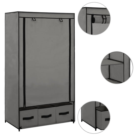 Armadio Grigio 87x49x159 cm in Tessuto - homemem39