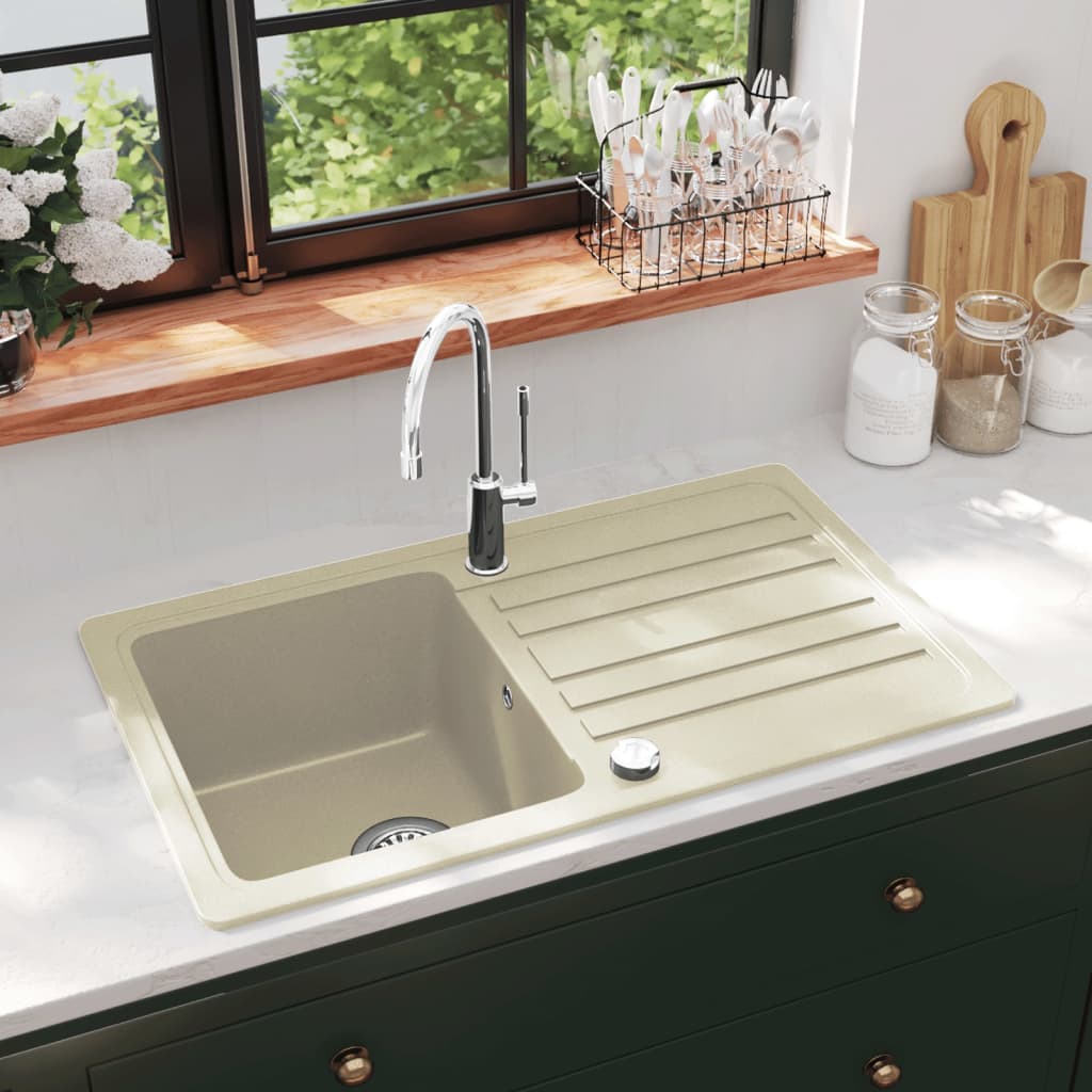 Lavello da Cucina in Granito Vasca Singola Beige - homemem39