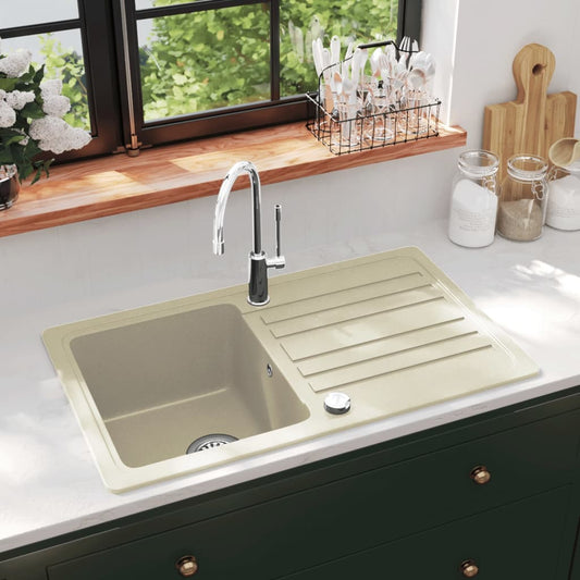 Lavello da Cucina in Granito Vasca Singola Beige - homemem39
