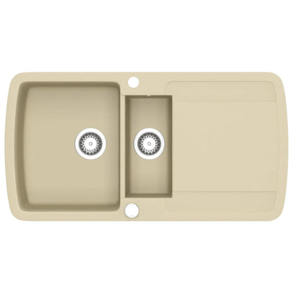 Lavello da Cucina in Granito Vasca Doppia Beige - homemem39