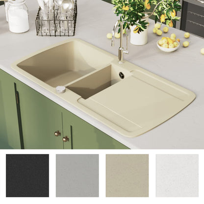Lavello da Cucina in Granito Vasca Doppia Beige - homemem39