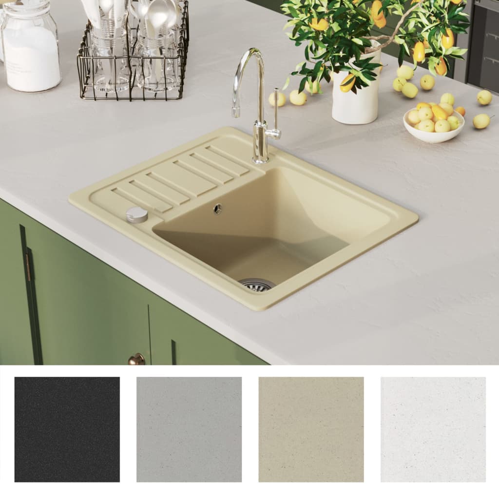Lavello da Cucina in Granito Vasca Singola Beige | homemem39