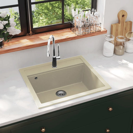 Lavello da Cucina in Granito Vasca Singola Beige - homemem39