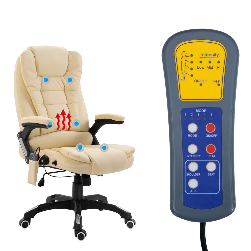 Sedia da Ufficio Massaggiante Crema in Similpelle | homemem39