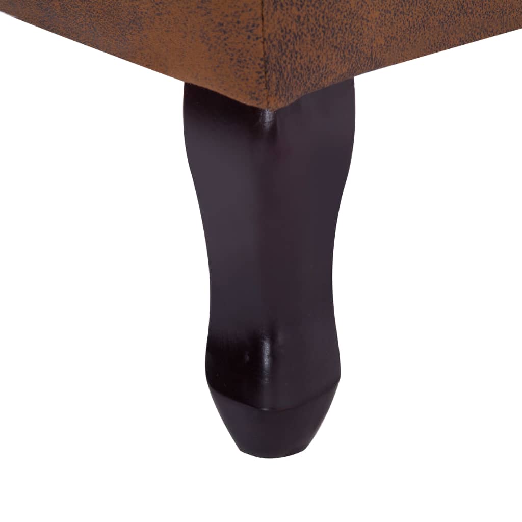 Poltrona Chesterfield Poggiapiedi Marrone Ecopelle Scamosciata - homemem39
